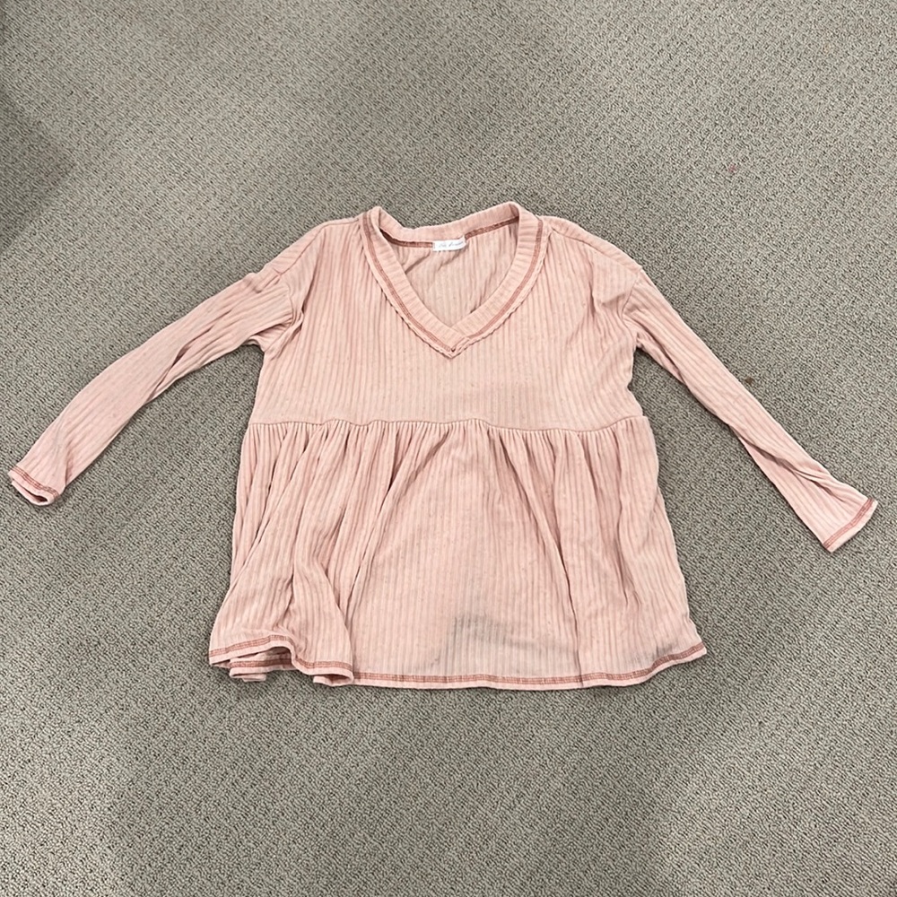 Shop Kenzie Pink Long Sleeve Flowy Blouse!